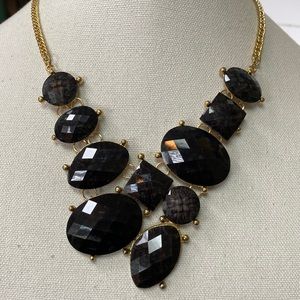 Abstract faceted black stone style statement necklace